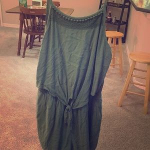 Olive green tie romper